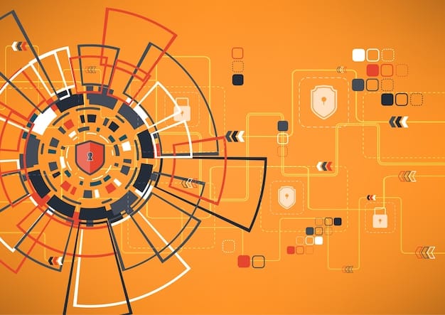 A graphic illustration of a complex network of cybersecurity systems, with AI algorithms depicted as nodes analyzing data streams and identifying potential threats. The image should convey a sense of robust cyber defense.