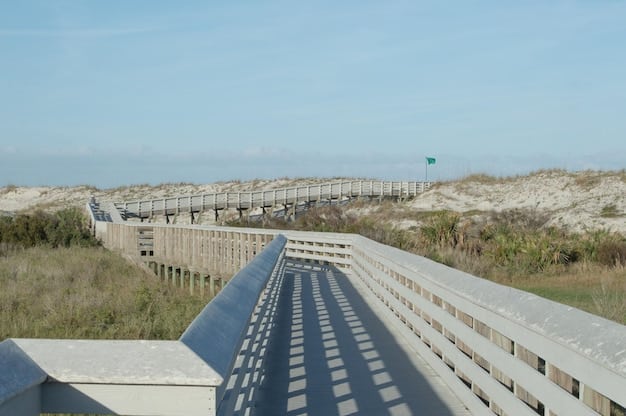 A construction site at a coastal military base, showing the implementation of reinforced sea walls and elevated infrastructure to protect against rising sea levels.