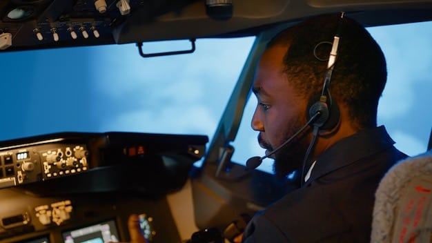 An F-35 pilot in the cockpit, interacting with the advanced display systems that present electronic warfare data and threat information. The image focuses on the pilot's perspective, showing the integration of EW data with flight control interfaces and situational awareness tools.