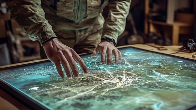 A soldier using a handheld 3D scanner to create a digital model of a broken part in the field. This highlights the ability to reverse engineer and recreate parts on demand.