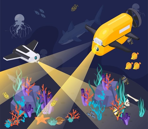 Illustration showing a UUV silently monitoring enemy submarine activity, highlighting its role in underwater surveillance.