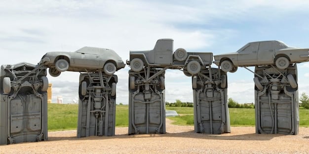 A photograph of inflatable tanks and artillery pieces used in Operation Fortitude, placed in fields to simulate a large military encampment and mislead German reconnaissance.