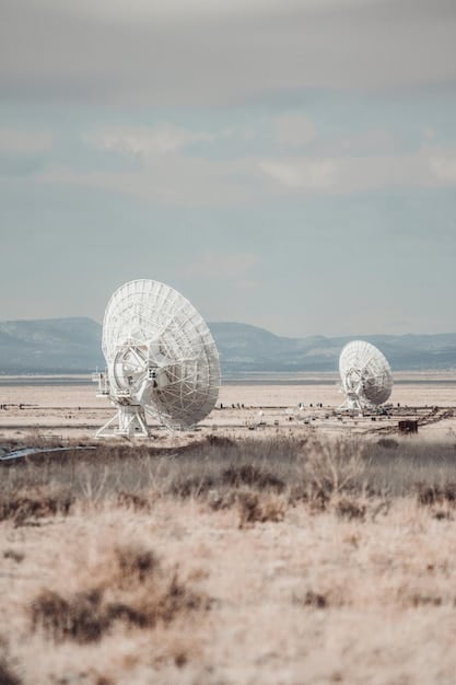 A split image comparing an early Soviet satellite (Sputnik) on one side and a modern US military satellite on the other, illustrating the evolution of satellite technology from simple communication devices to sophisticated surveillance and communication platforms.