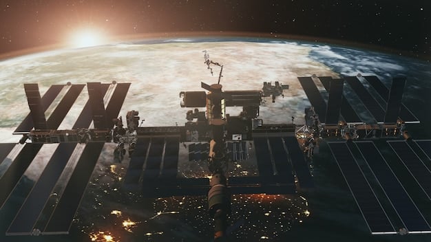 An artist's rendering of a satellite in orbit, deploying its solar panels and sensors towards Earth, emphasizing its role in surveillance and intelligence gathering during the Cold War.