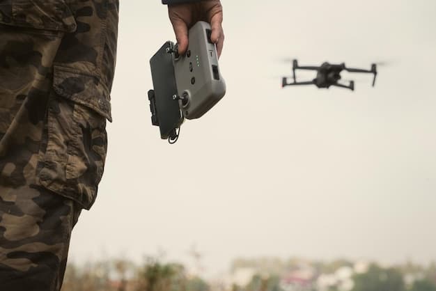 A modern military drone carrying precision-guided munitions, with a satellite image overlaid to illustrate the GPS guidance system.