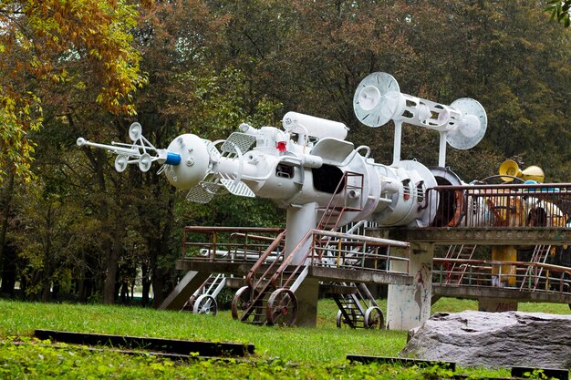 A sculpture made from recycled drone parts, symbolizing the dehumanizing effects of remote warfare and the environmental impact of military technology.