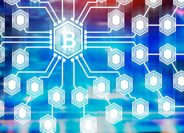 A detailed diagram showing encrypted data flows within a blockchain network, emphasizing security protocols and distributed ledger technology.