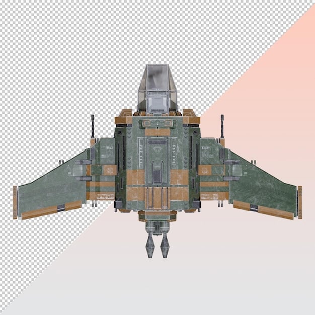 A highly detailed 3D rendering of a next-generation military aircraft made from advanced lightweight composite materials, showcasing intricate structural components and stealth coatings. The aircraft appears sleek and cutting-edge, designed for speed and maneuverability.