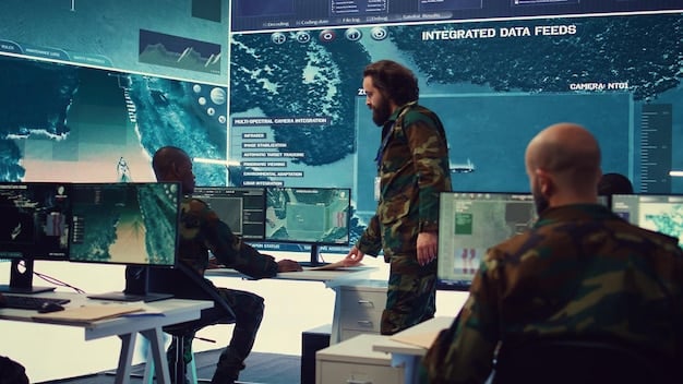 Military scientists in a control room, analyzing real-time data from a hypersonic missile test, with complex graphs and digital readouts on large screens.