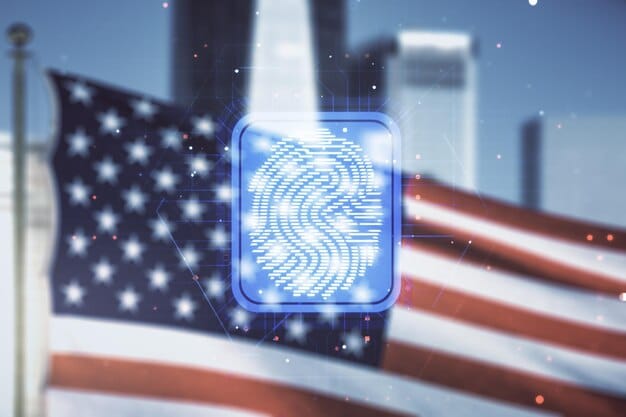 A digital graphic showing a secure data tunnel connecting a stylized US flag and an EU flag, with data packets flowing through, emphasizing encryption and secure transfer.
