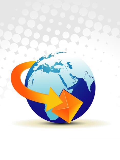 A stylized globe with arrows pointing between the US and China, illustrating trade flows and economic interconnectedness.