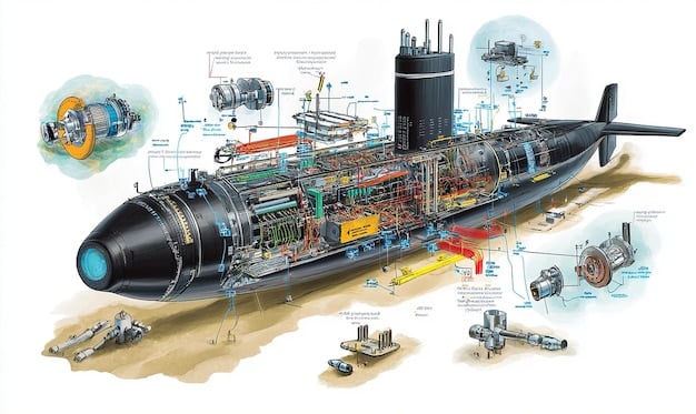 A schematic diagram illustrating how a laser-based directed energy weapon system works on a naval ship. The diagram shows the stages of energy generation, beam focusing, and target engagement, along with labels indicating key components. The Impact of Directed Energy Weapons on Naval Warfare: A Technical Assessment is clearly visualized.