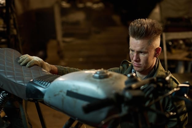 A technician using a 3D printer to create a custom tool for repairing a military vehicle. The setting is a mobile repair unit, complete with diagnostic equipment and spare parts. The focus is on the technician's interaction with the printer, highlighting The Impact of Additive Manufacturing (3D Printing) on Military Equipment Production in field maintenance.