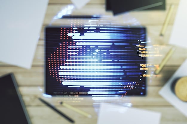 A close-up of a computer screen displaying lines of code and a CMMC (Cybersecurity Maturity Model Certification) logo. The screen is slightly blurred in the background to emphasize the focus on cybersecurity.