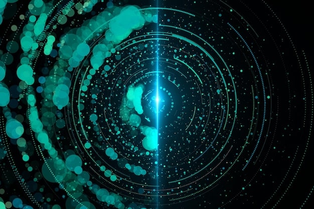 A high-tech visualization of a quantum encryption key being exchanged securely between two points, symbolizing secure communication enabled by quantum technology for the US Military.
