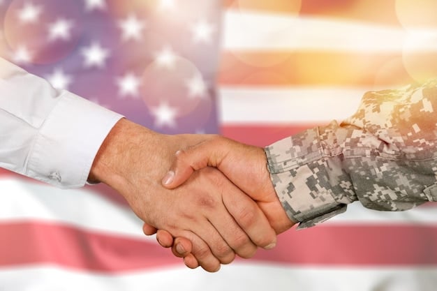 A US military officer shaking hands with a foreign counterpart, symbolizing international cooperation and the geopolitical considerations influenced by the defense spending bill and reflecting on What's the Impact of the New Defense Spending Bill on US Military Readiness?