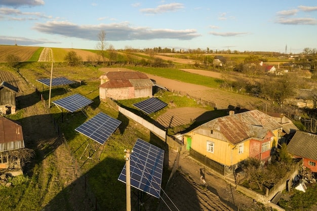 A solar panel installation project in a rural community, symbolizing investment in sustainable energy and infrastructure as part of US Foreign Aid: How Will the New Allocation Strategy Affect Global Development Initiatives in 2025?.