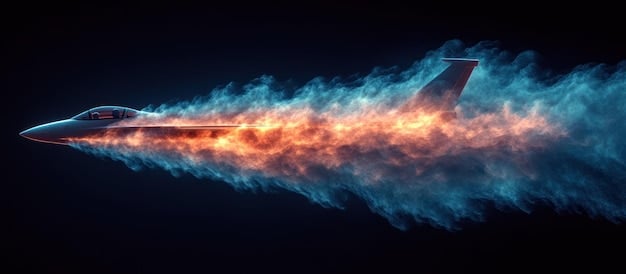 A sleek, advanced hypersonic missile in flight, leaving a fiery trail against a clear sky, symbolizing speed and technological advancement in defense.